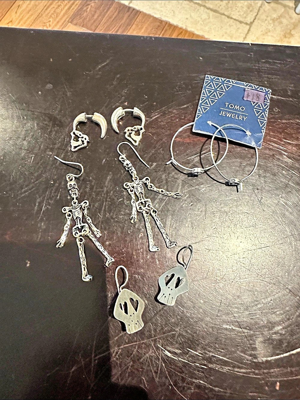 Halloween Skeleton & Skull Earrings Set in Silver